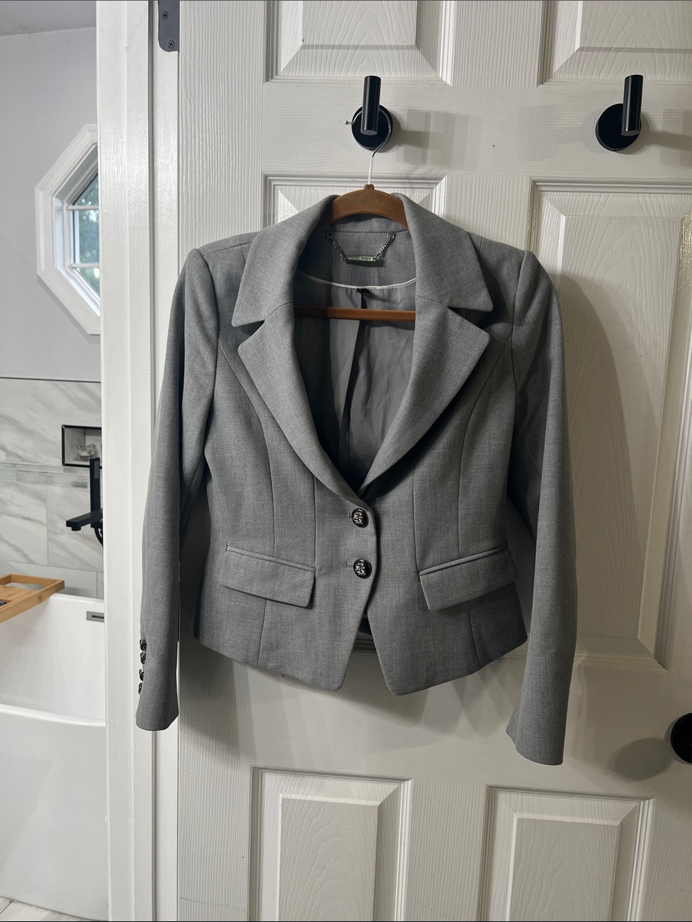 White House Black Market Gray Peplum Tailored Blazer Jacket Size 4